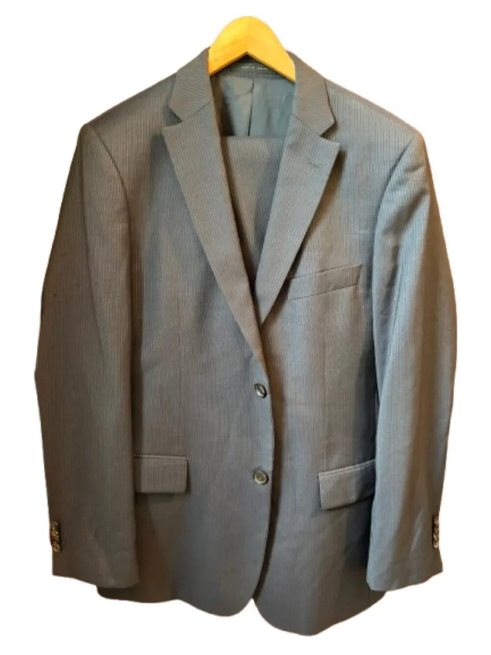 Hugo Boss Navy Blue Wool Suit Jacket Pants Size 38 Super 100 Virgin Wool